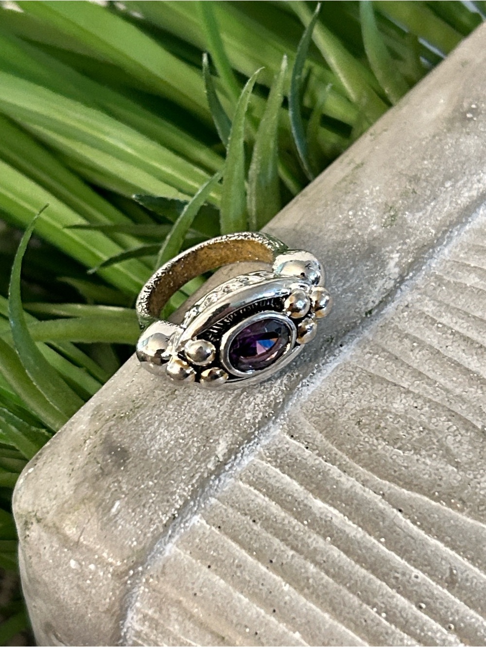 Silver Amethyst statement Ring size 6 - 6.5 - Picture 8 of 11